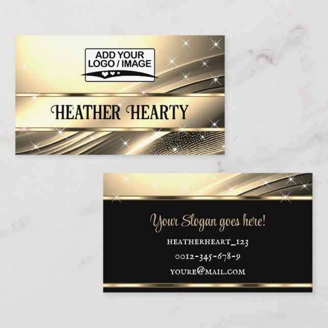 Logotyp Template Luxury Chic Deluxe Liquie Light G Visitkort (Fram/baksida)