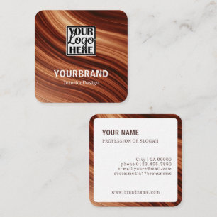 Logotyp Template Modern Gren Mahaghoni Wood Brown Fyrkantigt Visitkort