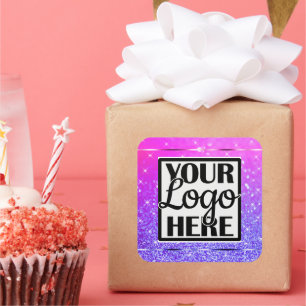 Logotyp Template Rosa Lila Glitter Gnistra Stars Fyrkantigt Klistermärke