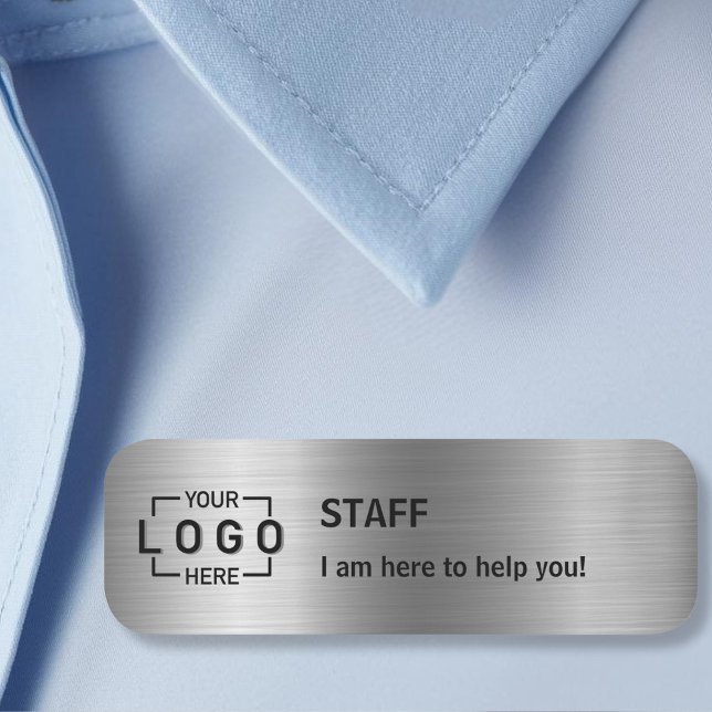 Logotyp Text Klassisk Silver Namnskylt Namnbricka (Logo Text Classic Silver Name Tag)