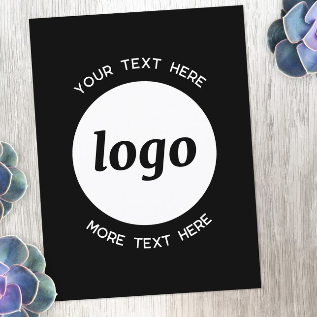 Logotyp Text Promotive Business Black-vykort Vykort (Logo with custom text business promotional postcard)