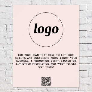 Logotyp Text QR-kod för Rosa för företag Poster