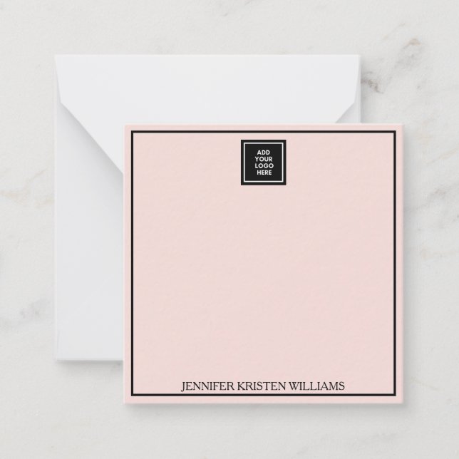 Logotyp Thin Gräns Personlig Elegant  Rosa Anteckningskort (Framsida)