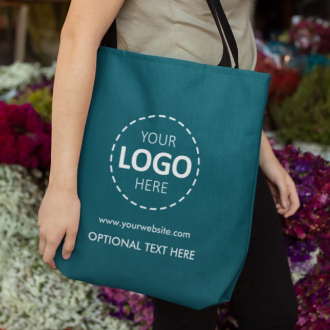 Logotyp Upload Marknadsföring Mörk Teal Toag Bag Tygkasse (Skapare uppladdad)