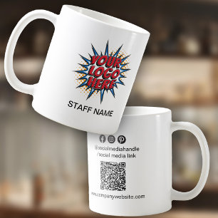 Logotyp Upload, Namn, QR Code, Company Branded Kaffemugg