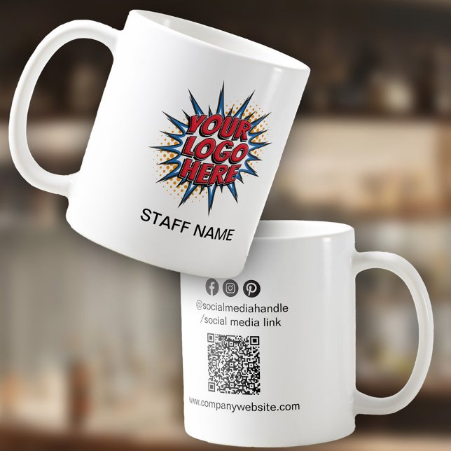 Logotyp Upload, Namn, QR Code, Company Branded Kaffemugg (Skapare uppladdad)