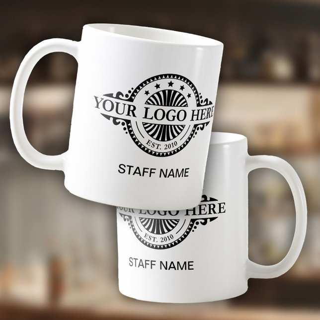 Logotyp Upload, staff Namn, Professionell Business Kaffemugg (Skapare uppladdad)