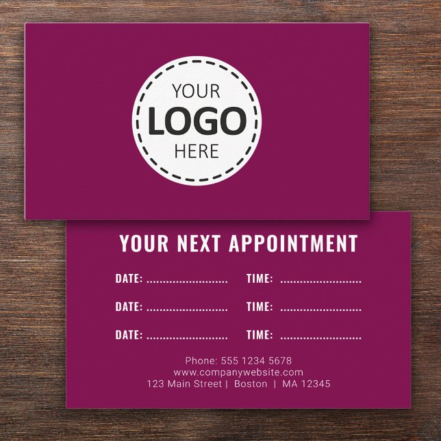Logotyp Uppladdning Modern Enkel Cerise Möte Visitkort (Skapare uppladdad)