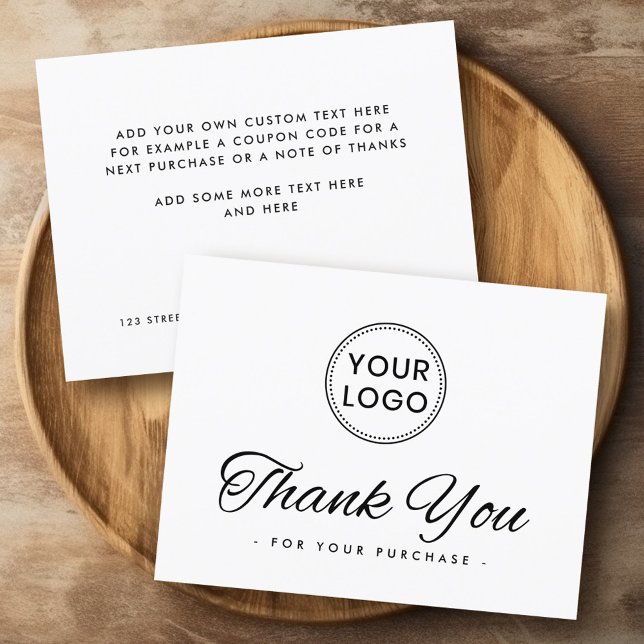 Logotyp vit eller något färg elegant tack du kort (Logo white or any color elegant thank you card)