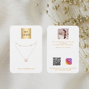 Logotyp, vit guld örring, smyckefoto QR visning Visitkort