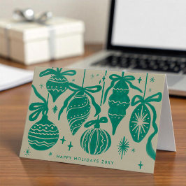 Logotyp Whimsical Gröna Dekorationer Beige Företag Helgkort