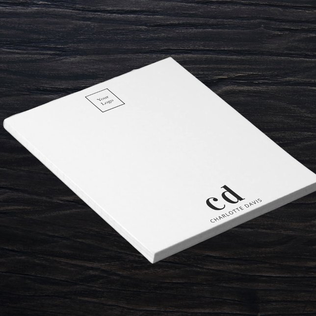 Logotyp white black monogram business company  anteckningsblock (Skapare uppladdad)