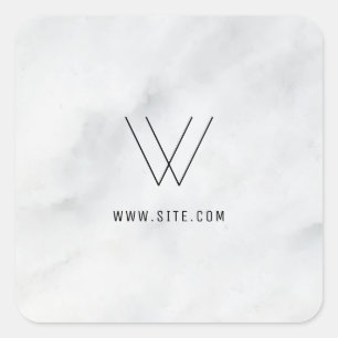 Logotyp White Marble Fyrkantigt Klistermärke