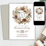 Logotyp Winter Wandan Company jul Party Inbjudningar<br><div class="desc">Lägg till din egen logotyp Pinecone Winter and God Jul Party-inbjudan. Med ett monogram för snyggt,  jordisk andning och anpassade blandar den här designen bohemisk charm med fräckt elegans. Perfekt för att lägga till en personlig beröring till dina helgmöten.</div>