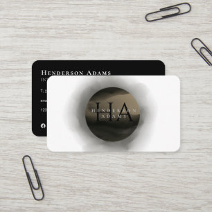 logotypen 3D Black och Golden Watercolor Monogram Visitkort