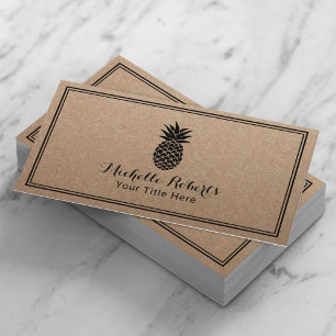 Logotypen Ananas minimalistisk Rustic Kraft Visitkort