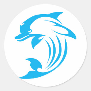 Logotypen anpassningsbar Blue Dolphin Runt Klistermärke