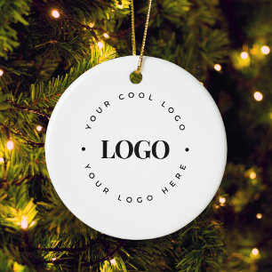 Logotypen anpassningsbar Circle Business Vit jul Julgransprydnad Keramik