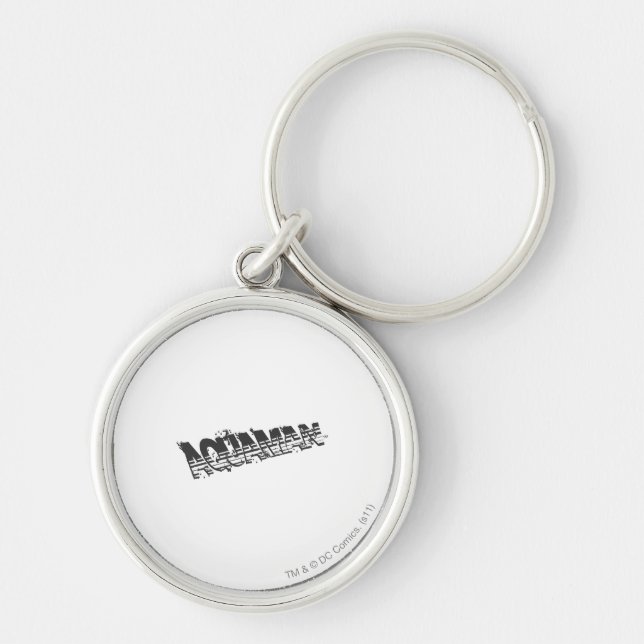 Logotypen Aquaman Grunge Rand Rund Silverfärgad Nyckelring (Framsidan)