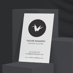 Logotypen Black and White Origami Crane Visitkort