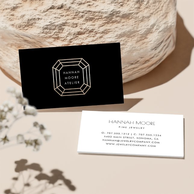 Logotypen Black & Guld Gem | Smyckesdesign Visitkort (Skapare uppladdad)