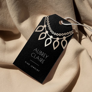 Logotypen Black & Guld Necklace Märkre för judis Presentetikett