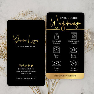 Logotypen Black & Guld Tvättar vårdinstruktioner Visitkort