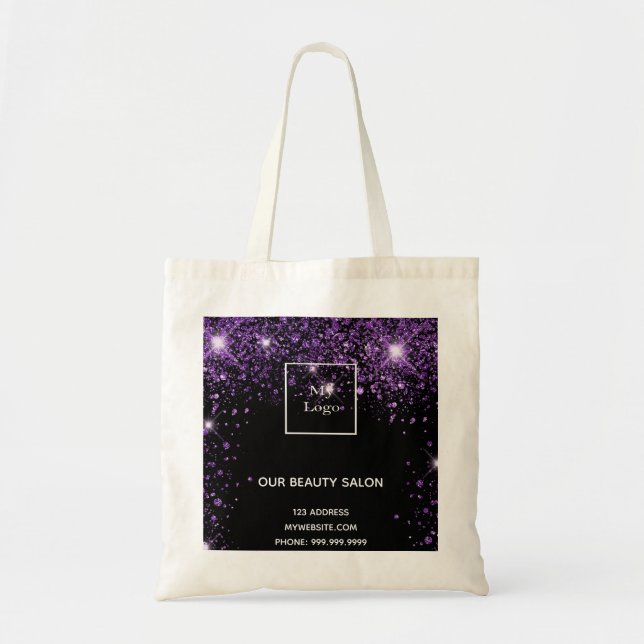 Logotypen Black lila glitter Business Tygkasse (Framsidan)