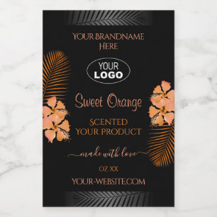 Logotypen Black Product Labels Orange Hawaiian Flo Mat Etikett