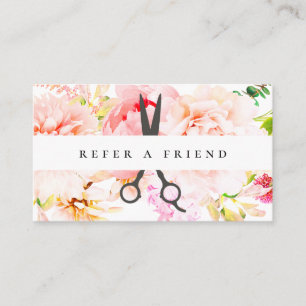 Logotypen Blommigt Salon Sissors finns i en vän Visitkort