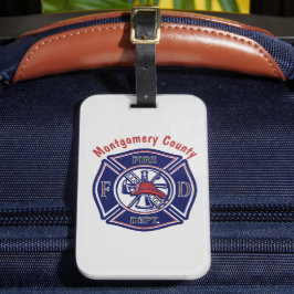Logotypen Blue Firefighter Badge Customized Bagagebricka