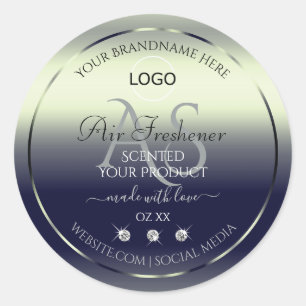 Logotypen Blue Silver Product Labels Jewels Monogr Runt Klistermärke