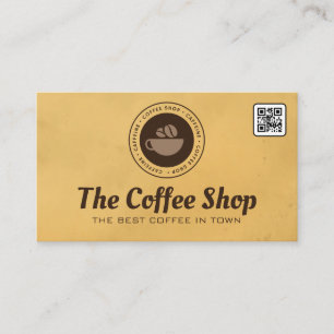 Logotypen Brunt kaffe Kopp och bönor Visitkort