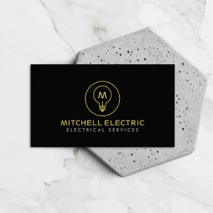 LOGOTYPEN BULB MONOGRAM OM SVART FÖR ELEKTRICIANER VISITKORT