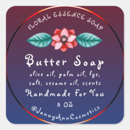 Logotypen Burgundy Navy är gjord av Butter Soap Co Fyrkantigt Klistermärke