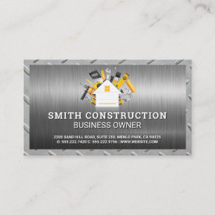 Logotypen Construction Verktyg Home Steel Metall Visitkort