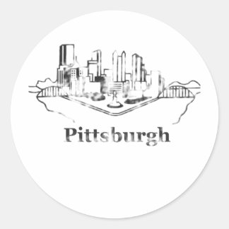 Logotypen Faded Pittsburgh City Skyline Runt Klistermärke