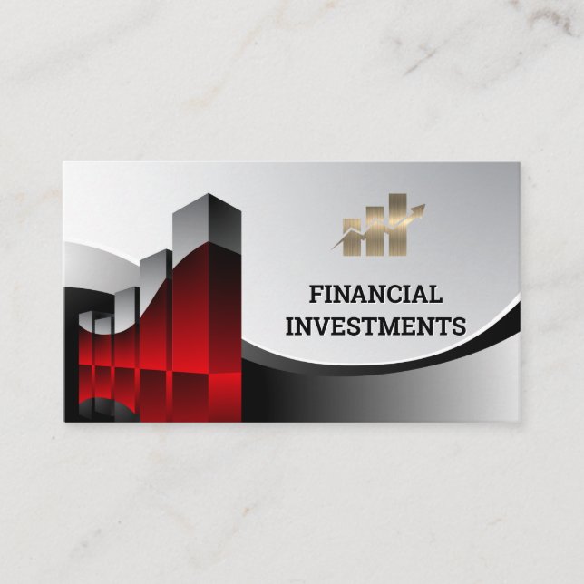 Logotypen Financial Graph | Diagram guld Pub Visitkort (Framsida)