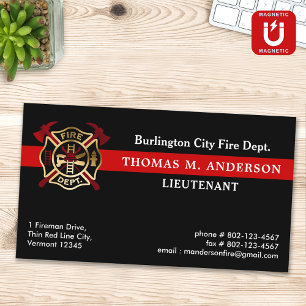 Logotypen Fireman Firefighter Fire Department Anp Magnetiska Visitkort
