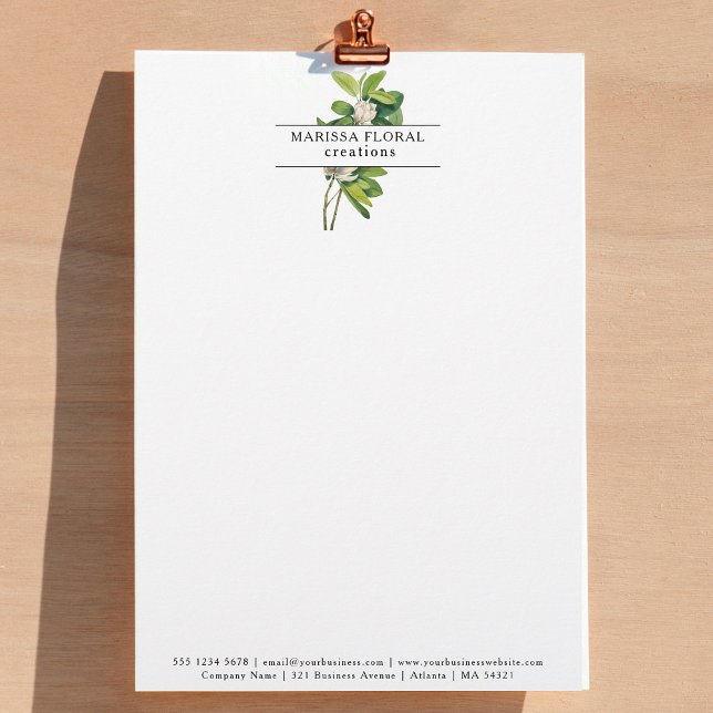 Logotypen FLODSKT FLODSKYDD VATTENHJÄLP Brevhuvud (Florist Botanical Flower Shop Watercolor Logo Letterhead)