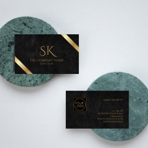 Logotypen för företaget Luxury Black Leather och G Visitkort
