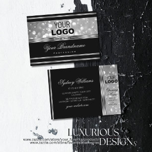 Logotypen för Gnistra Stars i Luxury Black och Sil Visitkort