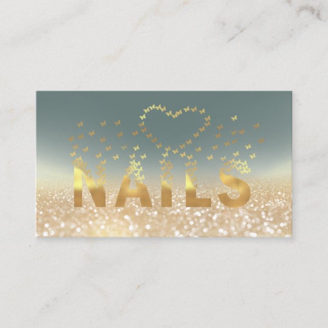 Logotypen för guld-butterflies nagel visitkort (Framsida)