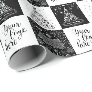 Logotypen för jultomten Black White Business Presentpapper