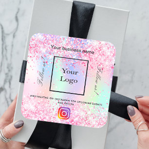 logotypen för lila vid rosa med salon Instagram Fyrkantigt Klistermärke