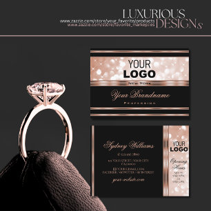 Logotypen för Luminous Glitter Stars i Luxury Blac Visitkort