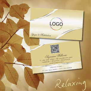 Logotypen för lyxbeige Cream Curved Decor Linjer Q Visitkort