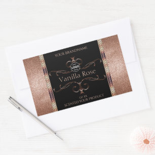 Logotypen för lyxfärgade rosegold Black Product La Rektangulärt Klistermärke