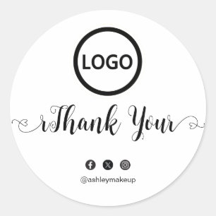 Logotypen för pensel med tack Typografi (enkel kla Runt Klistermärke