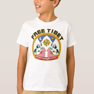 Logotypen Free Tibet Flagga Tee Shirt